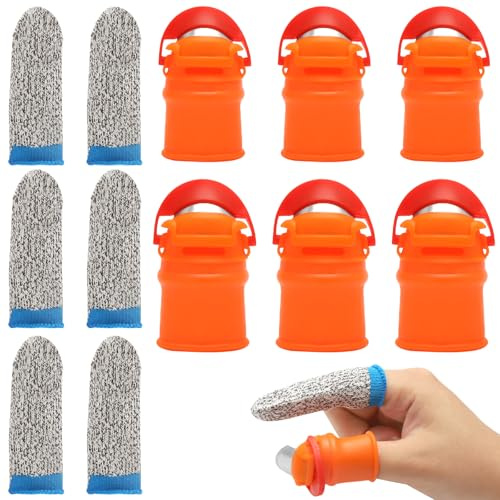 ZRUEWOT 6 stycken tumknivar av silikon, fingerknivar skördverktyg, knivseparator med anti-snitt fingeravskydd, trädgårdsarbete, pryl, fruktväxter plockare för frukt grönsaker trimning växter