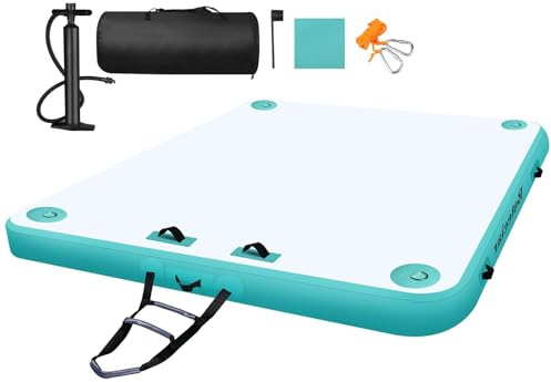 Bsteciar Plateforme Gonflable Flottante, Bouee Piscine pour 3-5 Personnes,Matelas Gonflable Piscine Quai D'îLe Flottant pour Le Lac, Mer, Piscine Et OcéAn (Bleu, 3M x 2M)