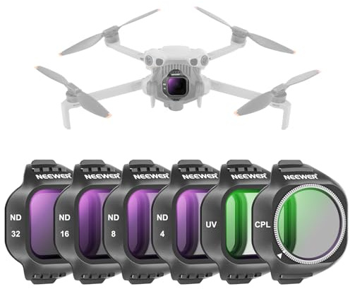 NEEWER CPL ND Filter Set Compatible with DJI Mini 5 Pro Drone Camera (UV/CPL/ND4/ND8/ND16/ND32), Snap On Circular Polarising Polariser Neutral Density Lens Filter Accessories, 6 Pack