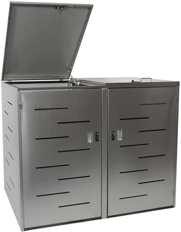 PROREGAL XL 2er-/4er-Mülltonnenverkleidung HxBxT 116x141x98cm erweiterbar Edelstahl 50kg Mülltonnenbox wetterfest