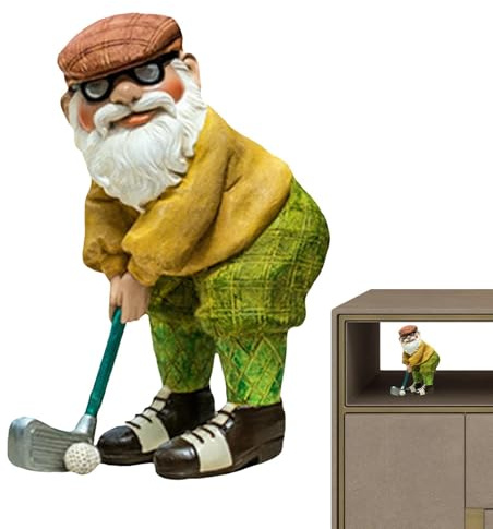 Garden Gnome Statue – Large Resin 13.5x6.5x25.5CM, Funny Golf Figurine, Outdoor Decor Whimsical Yard Ornament | Perfect for Garden Lawn Patio Indoor Office Collector Gift Humor Decoration Display
