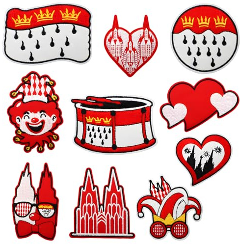 10 Stück Bügelbilder Karneval Bügelflicken, Karneval Dekoration, Festliche Stickerei, Süße Bestickte Reparaturflicken zum Annähen, Einfache Anwendung, Perfekt Für Faschingsfeiern