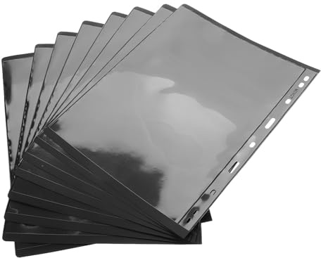 BESPORTBLE Álbum de Coleccionista 10 Hojas Interiores Negras de 9 Perforaciones Páginas para Sellos de Tamaño Estándar Insertos Protectores de Colección Fondo Negro Adecuado para