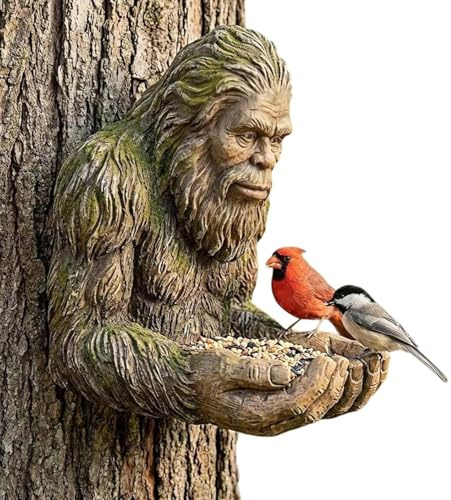 para En Arbol - Decorativo de Resina Arte para Jardín | Alimentador para Aves Silvestres Montado en Tronco de Árbol | para Exteriores Jardin Patio Terraza