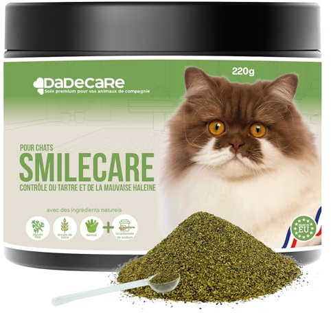 Smilecare Polvo Dental para Gatos sin Cepillado, Higiene Bucal Diaria, Reduce Sarro y Placa, Favorece un Aliento Fresco, Apto para Gatos de Todas las Edades