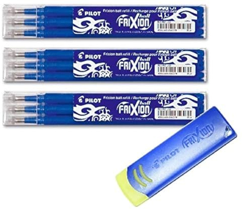 Pilot Frixion Tintenroller-Ersatzminen radierbar 9er Bonus Set, blau 9 Minen mit Spezial Radierer Frixion Remover blau