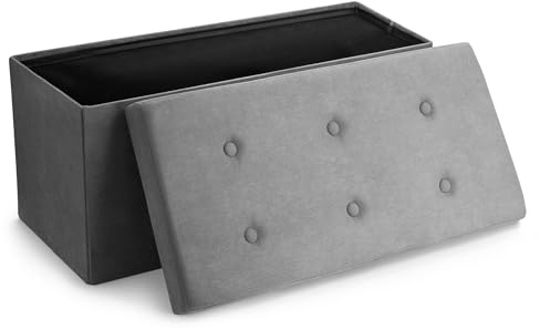 Sorbus Storage Ottoman Bench – Collapsible/Folding Bench Chest with Cover – Perfect Toy and Shoe Chest, Hope Chest, Pouffe Ottoman, Seat, Foot Rest, – Contemporary Faux Suede (Gray)