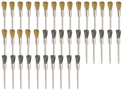 NIUPIKA 3mm Steel Brass Cleaning Wire Wheel Brushes Polishing Attachment Accessories for Grinder Rotary Tools 40 Pcs