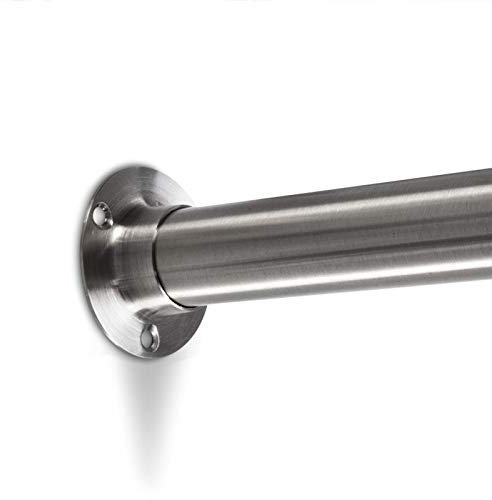 SO-TECH® Edelstahl Schrankstange 1500 mm RUND Ø 25 mm mit 2 Stück Schrankrohrhalter CIRCLE rostfrei/Schrankrohr/Garderobenstange/Möbelstange/Design trifft auf Funktion