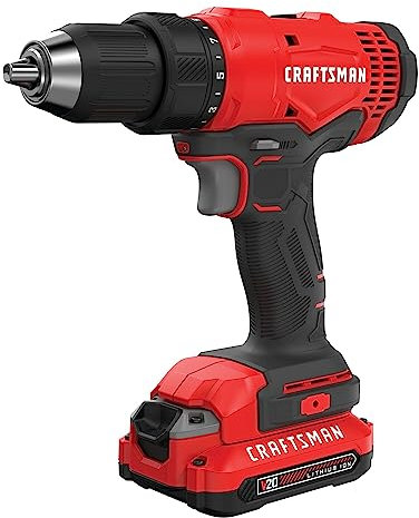 CRAFTSMAN V20 - Kit de taladro/destornillador inalámbrico, 1,27 cm, batería y cargador incluidos (CMCD701C2)
