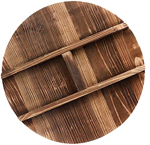 Cabilock Home Tools Holz-Topfabdeckung mit großem Griff Holz-Wok-Deckel Anti- Hot Naturholz Topfdeckel Pfanne Runde Holzdeckel für Gusseisen Wok 32x32cm Edelstahl Bratpfanne
