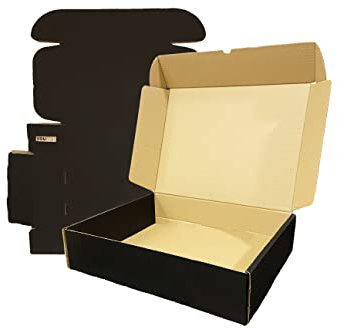 Youmar Solutions - Packung mit 25 Versandkartons (Größe XL), Schwarz, zum Selbstmontieren, für Ecommerce und Postversand, groß, 41 x 30 x 12 cm