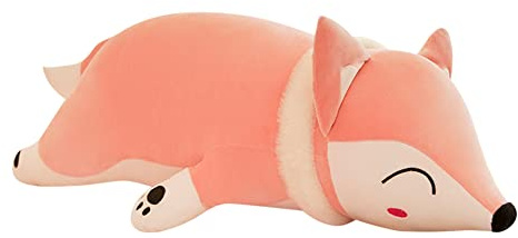 Uposao Fuchs Kuscheltier, 50CM Kawaii liegend Fuchs Tier Puppe Flauschiges Stofftier Tier Plüschkissen Spielzeug Geschenk für Kinder Mädchen Jungen Plüsch Schafskissen Home Sofa Rücken Kissen,Rosa