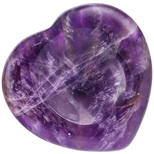 Nupuyai Amethyst Stein Handschmeichler Herz Edelstein Daumenstein | Handschmeichler Herzstein, 4cm Heilstein Glücksbringer, Taschenstein, Reiki Energie Massagestein für Meditation Chakra