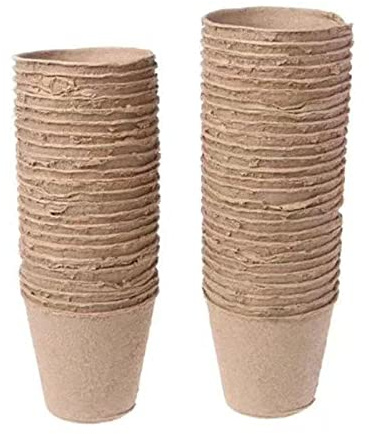 Singular-Point 50/1000 Pcs 8 cm Round Biodegradable Fibre Starters Seedling Herb Seed Pots, Paper Pulp Fibre Plant Peat Pots, Nursery Cup Tray Garden Home Cultivation Organic and Eco Friendly (100)