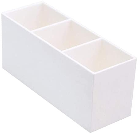 eKsdf Porte-pinceaux de maquillage avec 3 compartiments en acrylique Blanc