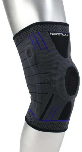 Perpetual Rodillera Deportiva Compresiva Protectora Ajustable Entrenamiento Gym Inmovilizadora Ortopédica Estabilizador Almohadilla Gel Menisco Ligamento Running Crossfit Trabajo Hombre Mujer M-L-XL