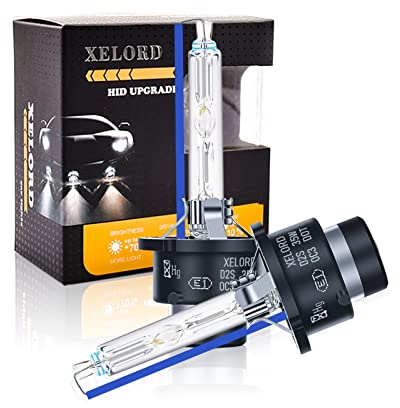 XELORD D2S 8000K Xenon Ampoules Voiture 35W 12V HID Lampe De Rechange,Lumière Blanche Bleu Pâle(2 Lampes)