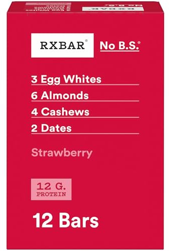 RXBAR Protein Bars, 12g Protein, Gluten Free Snacks, Strawberry, 22oz Box (12 Bars)