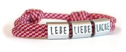 Personalisiertes Damen Surfer Armband mit Gravur, Lebe Liebe Lache, Lebensfreude, Frauen