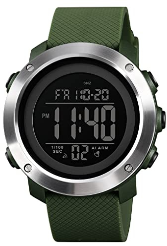SKMEI Reloj deportivo digital para hombre, resistente al agua, 50 m, LED, militar, multifunción, cronómetro, cuenta regresiva, alarma de fecha automática