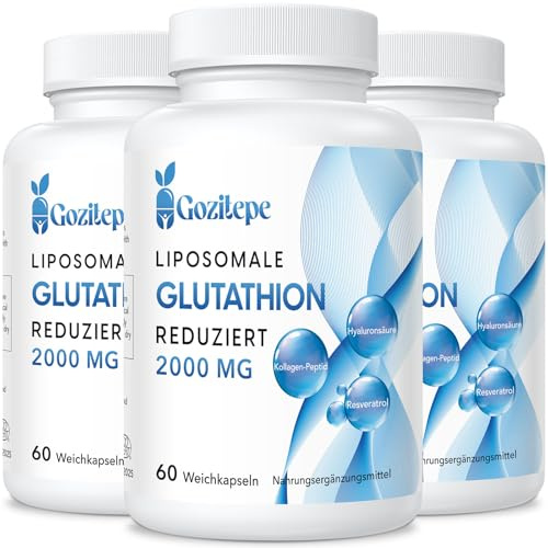 Liposomal Glutatión Reducido 2000 mg por porción | Suplemento de Glutatión con ácido Hialurónico + Péptido de Colágeno + Resveratrol para un Poderoso Antioxidante