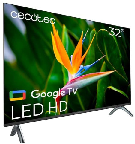 Cecotec Smart TV, Televisor LED de 32 Pulgadas Resolución HD A4 Series ALH40032S. Sistema Operativo Google TV, Dolby Audio, HDR10, 16 GB de ROM, Bluetooth, Google Voice Assitant y Chromecast