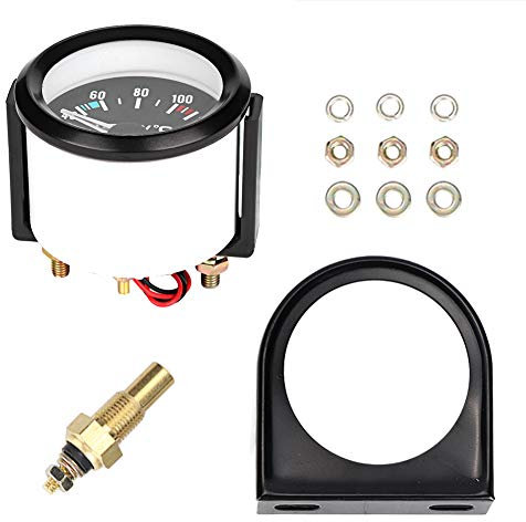 Auto Temperaturanzeige mit Sensor, DC 12 V KFZ Wassertemperaturanzeige Universal Auto Kühlwasser Messgerät Digitaler Wassertemperaturmesser Werkzeug, 40-120°C Gewinde für Sensor