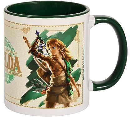 The Legend Of Zelda Tasse Tears Of The Kingdom weiß/grün, bedruckt, aus Keramik, Fassungsvermögen ca. 315 ml.