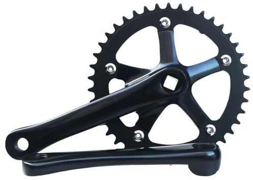 LSRRYD 130BCD Fahrrad Kurbelgarnitur Vierkant Fahrrad Kurbelarm 44T Rundes Kettenblatt 165mm Leichte Aluminiumlegierung Kurbel Garnitur Für Faltrad Rennrad (Color : Black-165MM, Size : 44T)