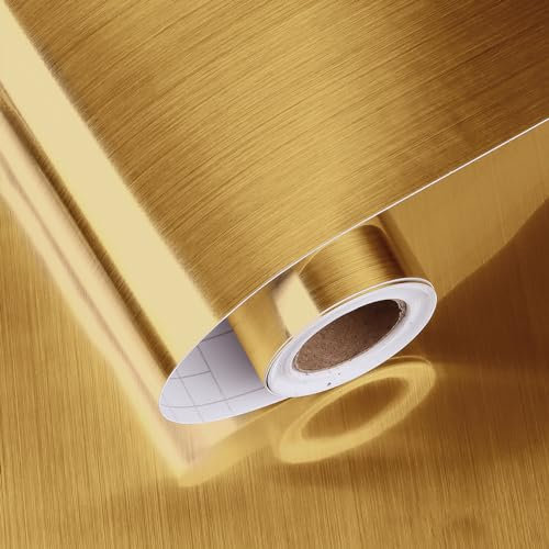 HotDecor Carta Da Parati Dorata Per Cucina Carta Adesiva Per Mobili Armadio Carta Adesiva Per Pareti Soggiorno Moderna Pellicola Oro Per Mobili Tavolo Carta Parati Stile Metallico Lavabile 40 x 200cm