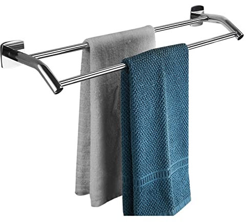 SOYDAN Handtuchhalter Ohne Bohren Edelstahl Handtuchhalter Doppelt Handtuchstange Wand selbstklebend für Küche und WC,Silber,40cm (Silber 60cm)