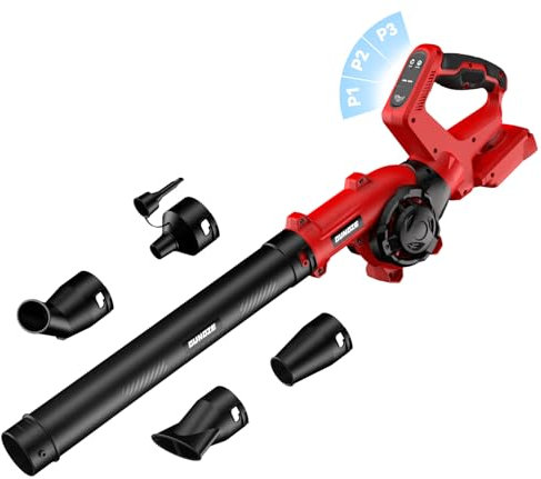 GUNOZE Leaf Blower, Cordless Leaf Blower for Milwaukee M18 Battery, 3 Speed Modes Up to 200MPH, 180° Rotatable Electric Leaf Blower with 4 Blowing Nozzles for Lawn Care and Yard(Battery Not Included)