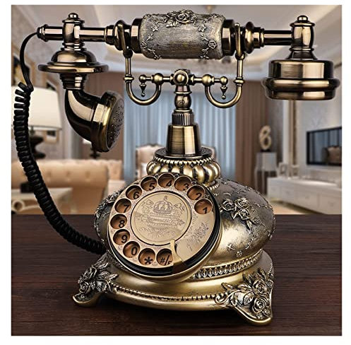 TSMBIKE Téléphone Antique européen téléphone Fixe Maison rétro téléphone créatif Plateau tournant téléphone de Mode Carte sans Fil à l'ancienne, téléphone Filaire avec recomposit