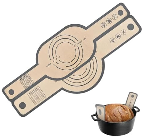 2 Stück Wiederverwendbare Silikon Backmatte Brot mit Langen Griffen, Sbrotbackzubehör, Brot Backen, Gärmatte Sauerteig, Silikon Brot Sling Oval und Rund, für Teig, Kekse, Transfer und Backen