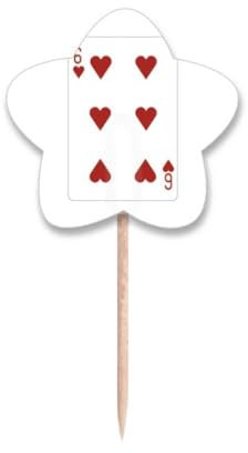 Palillos de palillos de dientes con diseño de corazón, 6 unidades, con etiqueta de estrella, palillos para cupcakes