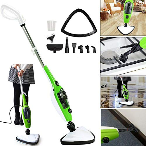 Limpiador de mopa a vapor vertical con cabezal de fregona giratorio, accesorios para alfombras, suelos, tapicería, azulejos, ventanas, estufas