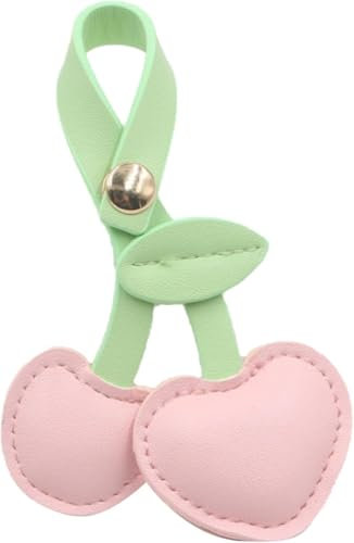WANGENPING Süßer Kirsch Taschenanhänger, Leder Kirschschlüsselanhänger, Kirsch-Bag Charm Rosa, Modische Anhänger Tasche Ornament Obst, personalisiertes für Geldbörse, Taschen und Handtasche