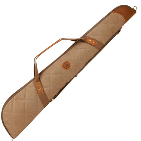WAYNE'S DOG 104/140 cm weiche Gewehrtasche für Gewehre & Flinten mit Zielfernrohr, Canvas+Leder Bestickt, für Repetierer & Kippläufer