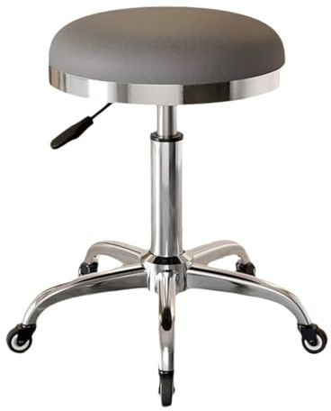 360° Drehhocker Hocker Höhenverstellbar, Werkstatt Bürohocker, Ergonomisch Hocker mit Rollen für Salon und Spa, Aus Leder Hocker(Gray)