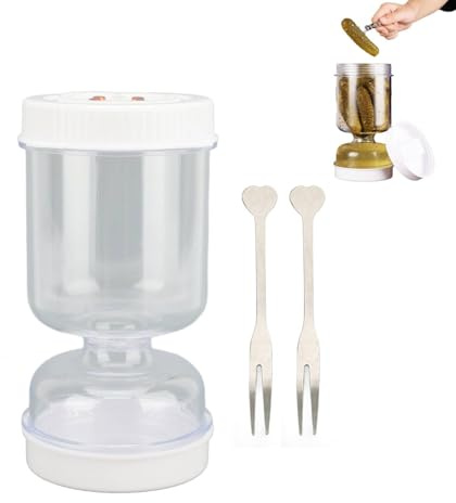 Gsycle Tarro De Pepinillos De 50 Onzas Con Colador, Hermético, A Prueba De Fugas, Para Almacenamiento De Alimentos, Recipiente Separador De Jugo De Pepinillos Para Alcaparas, Oliva Y Jalapeños