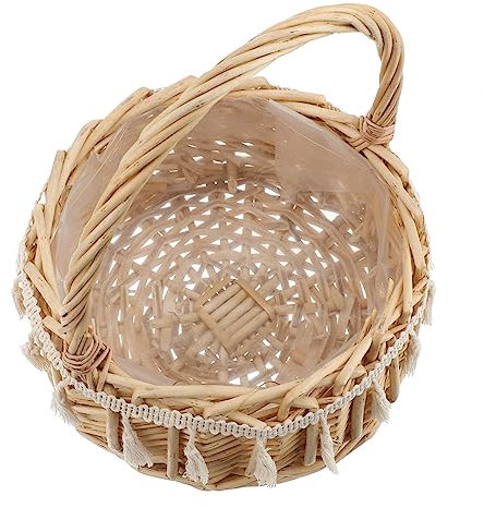 TOPBATHY Romantischer Blumenkorb Für Die Hochzeit Eleganter Großer Gewebter Korb Für Die Braut Hochzeitskorb Mit Griff