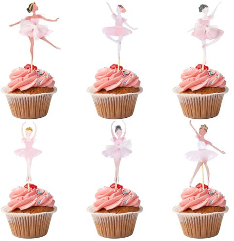 Maxqzin 36PCS Ballerina Cake Topper, Pink Ballerina Cupcake Toppers Ballerina Birthday Party Decorations for Girls Ballerina Party Favors for Wedding Baby Shower Birthday Party