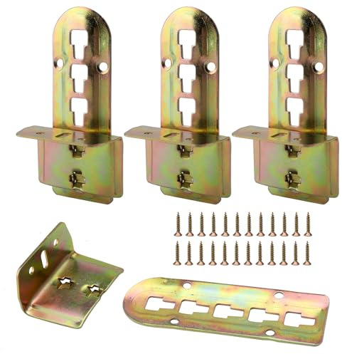 ZMDMAH Set di 4 connettori per letto, angolo del letto, 4 livelli, altezza regolabile con 24 viti, raccordo per materassi per travi centrali e doghe in metallo, altezza: 140 mm