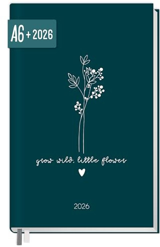 Häfft® Chäff-Timer Mini Taschenkalender 2026 A6+ “Little Flower” Terminplaner klein mit 1 Woche auf 2 Seiten, Wochenplaner, Kalender, Organizer - nachhaltig & klimafreundlich
