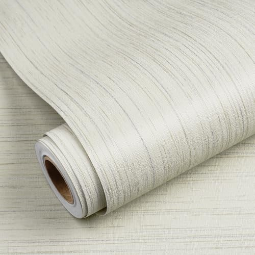 YENHOME Carta da Parati Beige Moderna Camera Da Letto 60x300cm Rotoli Carta Adesiva per Rivestire Struttura Lino Beige Adesiva per Mobili Effetto Lino Testurizzato Soggiorno Bagno Impermeabile
