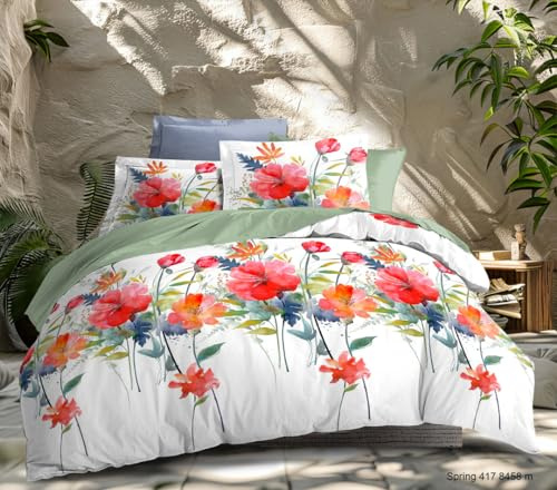 Ensemble Parure de draps 4 Pieces 100% Coton 57 Fils/m2-1 Drap Plat 240x 300 cm + 1 Drap Housse 140 x 190 cm + 2 taies d'oreilers 65 x 65 cm Tissage trés serré 2 Personnes Haute Qualité (redflow)