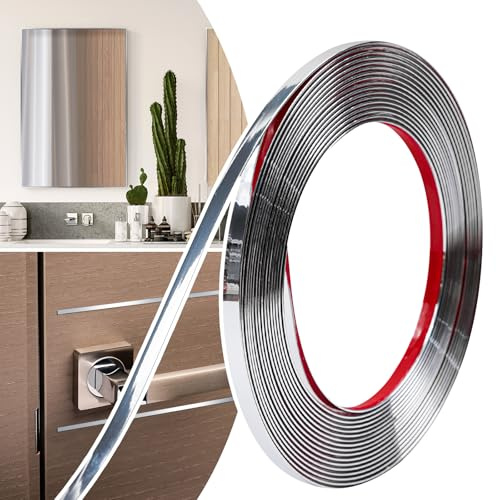 JSIWOTH 6M x 6.4mm Peel and Stick Waterproof Molding Trim | Silver Flexible Self Adhesive Trim for Walls Edges, Borders, Window Frames, Backsplash Tiles