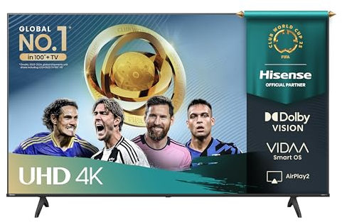 Hisense Smart TV 50 4K Ultra HD 2025 50A6Q, Smart TV VIDAA U8, Dolby Vision, HDR 10, Game Mode Plus, Alexa Built-in, VIDAA Voice, Tuner DVB-T2/S2 HEVC 10, lativù 4K, 50'', 2025 LED