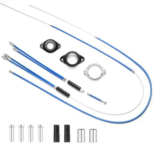 Gionfe BMX Bike Gyro Brake Cables Kit - 1 Set Front + Rear (Upper + Lower) with Spinner Rotor for Most Gyro Systems and 20 Bikes - High-Performance Brake Wire Line & Housing (Blue)，Professional